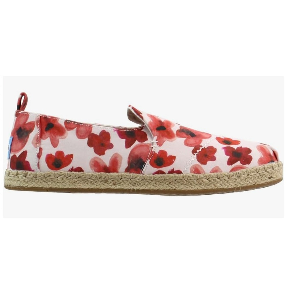 TOMS Deconstructed Alpagarta Slip On Espadrille Sz‎ 10 Floral Flats Shoes Poppy